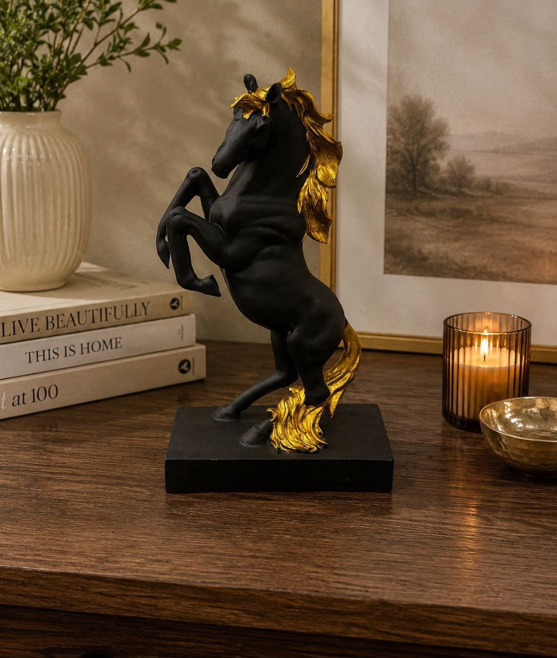 Luxury Resin Rearing Horse Statue