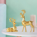 Luxury Gold Deer Figurine Set With Crystal Ball - Modern Home Decor